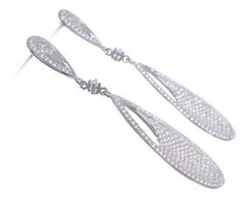 Cubic Zirconia Genuine Sterling Silver Post Dangle Earrings DS55199
